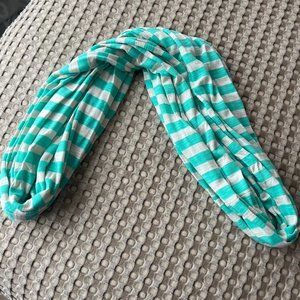 Charming Charlie green & white striped infinity scarf